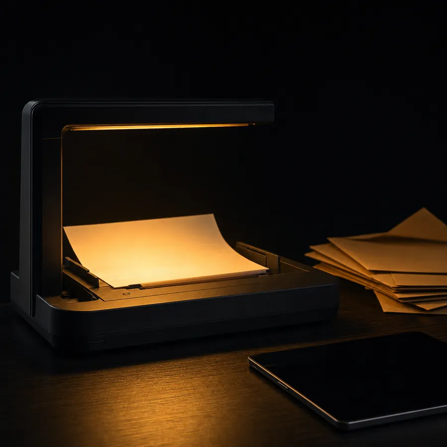 Numérisation d'un courrier au scanner, à l'agence